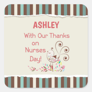 Personalise, From Group, Happy Nurses Day, Bird Square Sticker