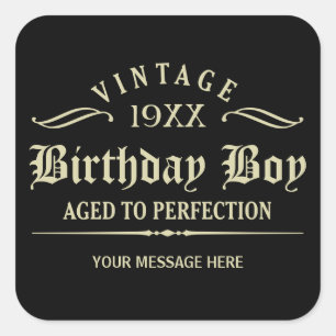 Personalise Funny Birthday Black Square Sticker