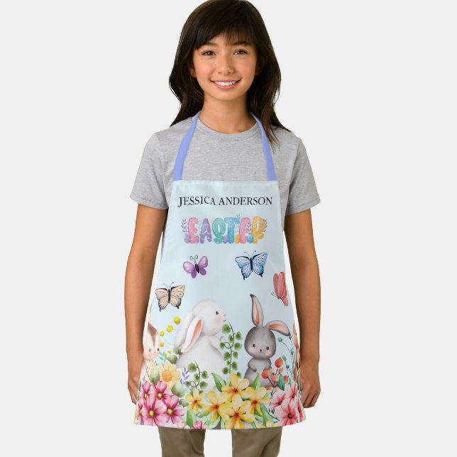 Personalise Funny Bunny Happy Easter Day  Apron (Insitu)