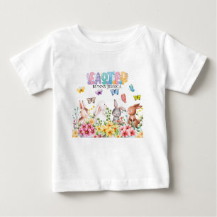 Personalise Funny Bunny Happy Easter Day Baby T-Shirt