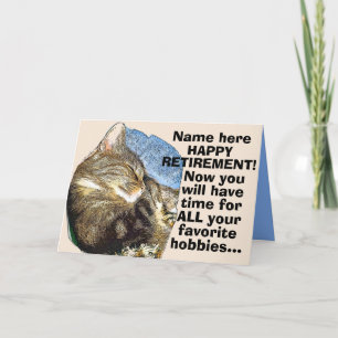 Personalise Funny Cat Retirement  Card