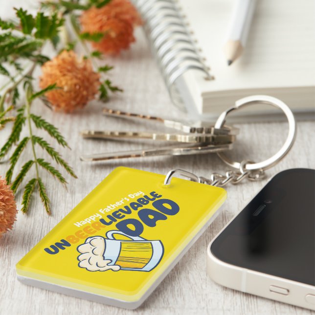 Personalise Funny Unbeerlievable Dad Key Ring (Front Right)