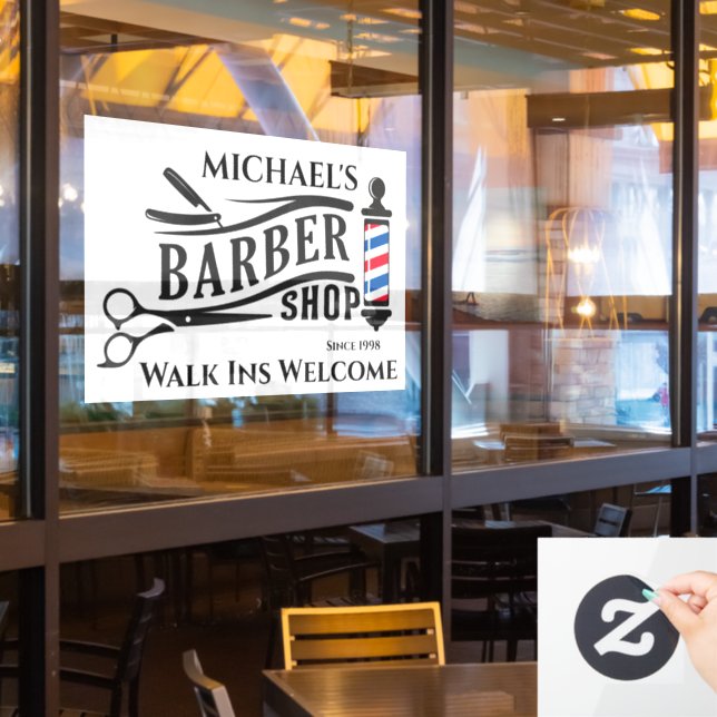 Personalise Generic Barber Shop Pole Business  (Restaurant Window)