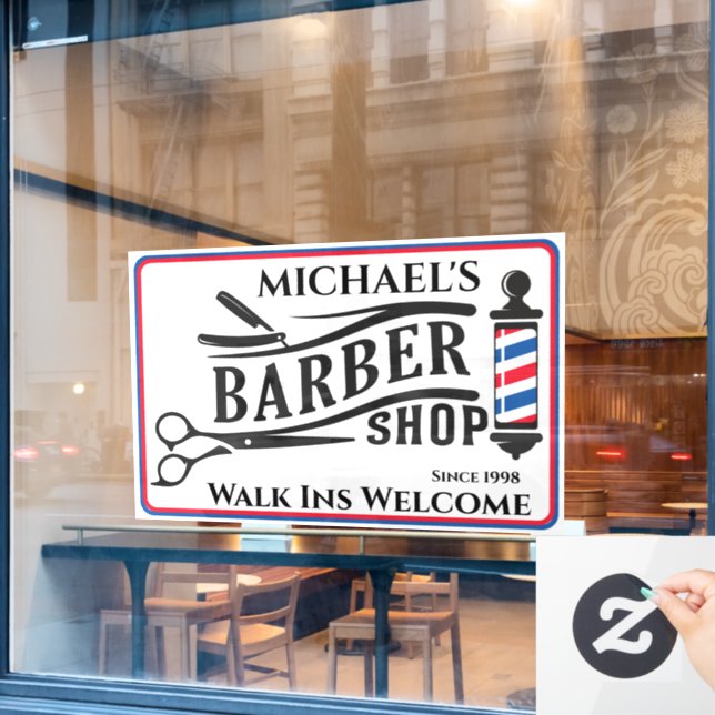 Personalise Generic Barber Shop Pole Business  (Cafe Window)