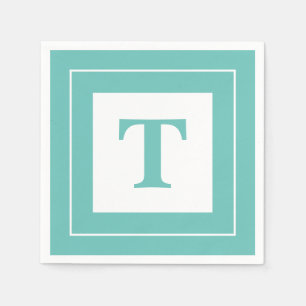Personalise: Geometric Minimalist Teal Initial Napkin