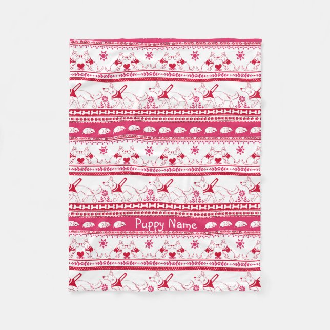 Personalise German Shepherd Guide Dog Tale  Red Fleece Blanket (Front)