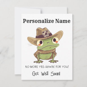 Personalise Get Well Cowboy Frog Western Yee Haw  Card