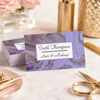 Personalise Girly Fluid Marble Hair & Makeup Business Card