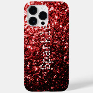 Personalise Glamour Red Glitter sparkles Case-Mate iPhone 14 Pro Max Case