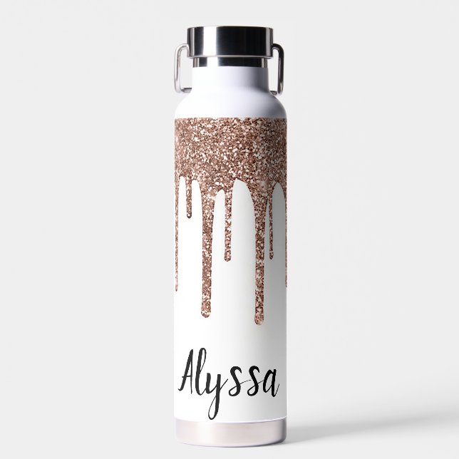 Personalise Glitter Drip Water Bottle (Front)
