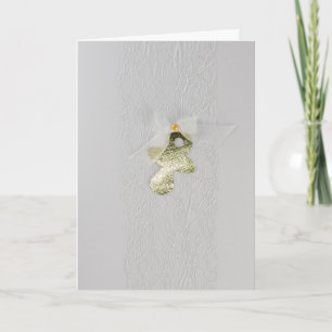 Personalise Gold baby pacifier with white bow Card