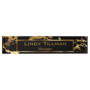 Personalise, Gold & Black Marble Nameplate