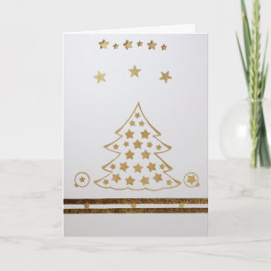 Personalise gold Christmas tree, ornaments Holiday Card
