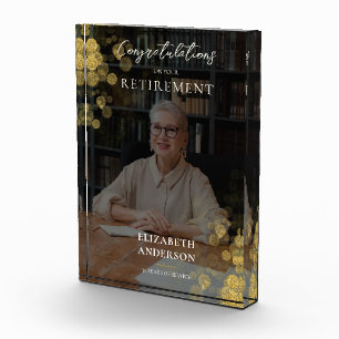 Personalise Gold Confetti Retirement Photo Block