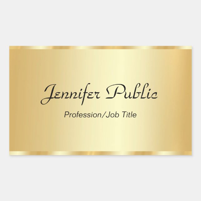 Personalise Gold Elegant Script Glamour Template Rectangular Sticker (Front)