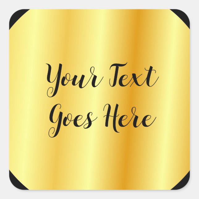Personalise Gold Look Add Your Text Here Elegant Square Sticker (Front)