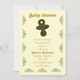 Personalise, Gold pacifier Invitation