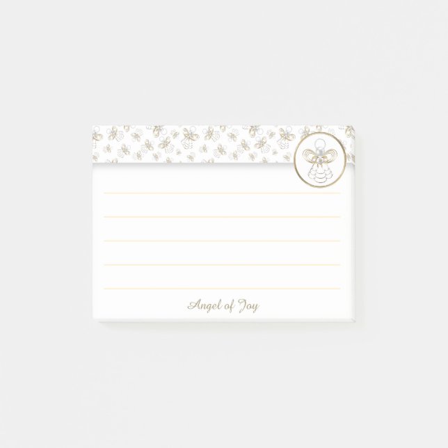 Personalise:  Golden Christmas "Angel of Joy" Post-it Notes (Front)