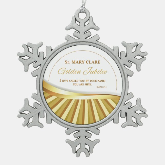 Personalise, Golden Jubilee of Religious Life, Snowflake Pewter Christmas Ornament (Front)