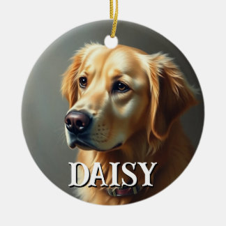 Personalise Golden Retriever Ceramic Ornament