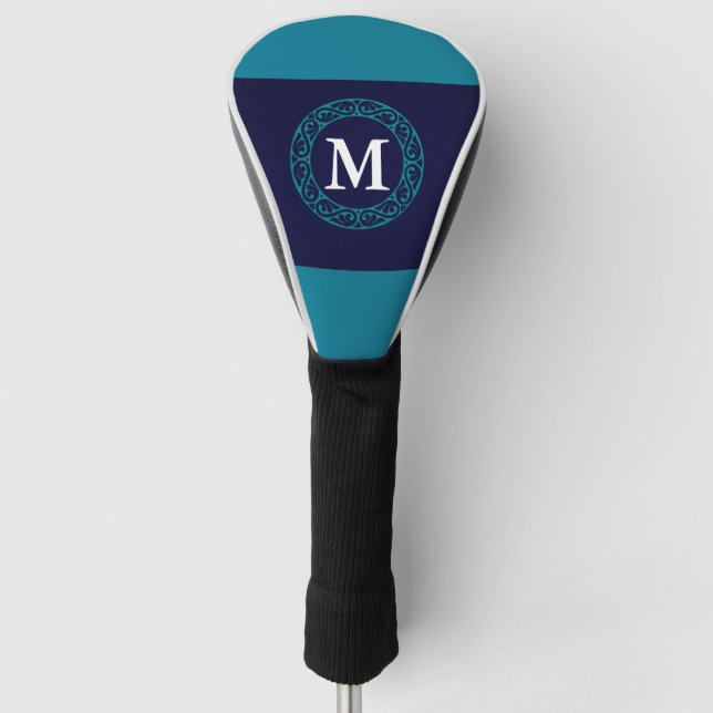 Personalise Golf Head Cover Initial Blue Driver (Front)