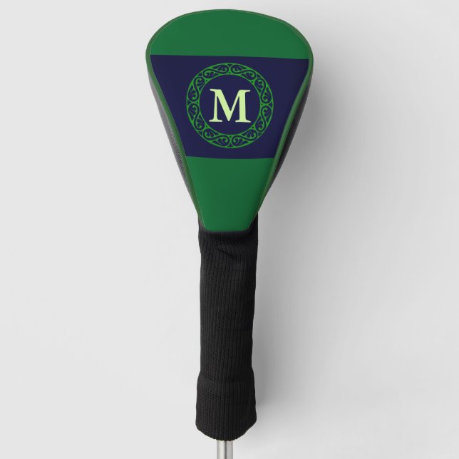 Personalise Golf Head Cover Initial for Dad Green (Front)