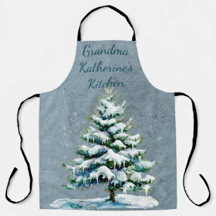 Personalise Grandma’s Winter Snowy Spruce Tree Apron
