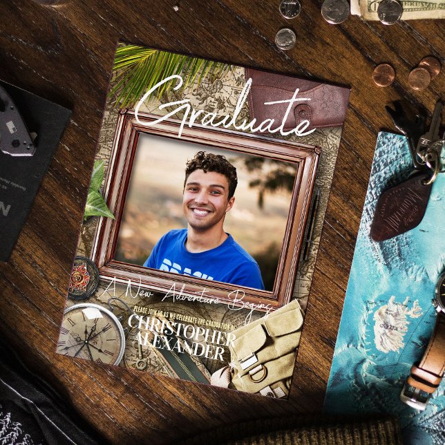 Personalise Great Adventurer Theme Graduation Invitation (Creator Uploaded)
