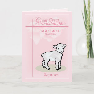 Personalise Great Great Granddaughter Baptism Pink Card