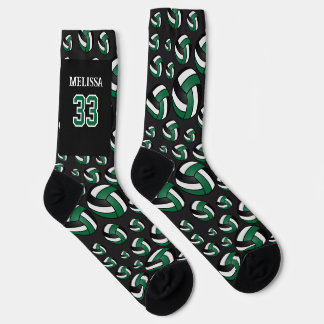 Personalise Green, Black and White Volleyball Socks