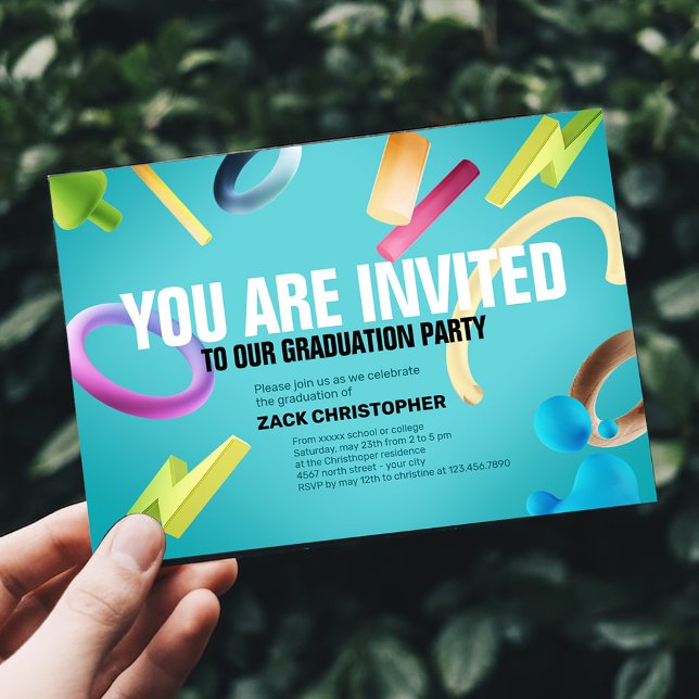 Personalise green fancy graduation party invitation (Creator Uploaded)