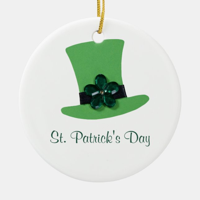 Personalise Green hat for St. Patrick's day Ceramic Ornament (Front)