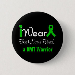 Personalise Green Ribbon Bone Marrow Transplant 6 Cm Round Badge