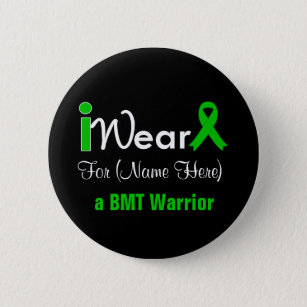 Personalise Green Ribbon Bone Marrow Transplant 6 Cm Round Badge