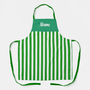 Personalise Green Stripe Kitchen Chef  Apron
