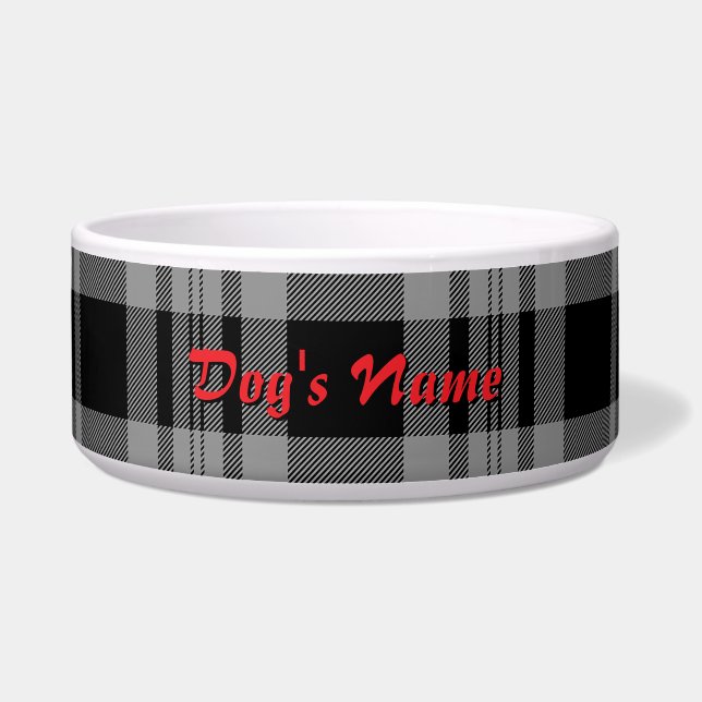 Personalise Grey + Black Plaid Large Dog  (Front)
