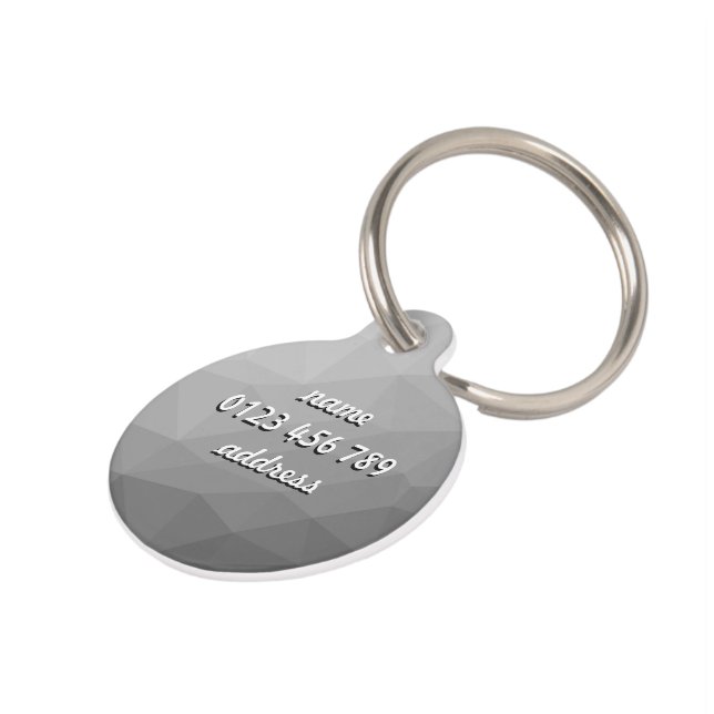 Personalise Grey Gradient Geometric Mesh Pattern Pet Tag (Side)
