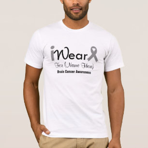 Personalise Grey Ribbon Brain Cancer T-Shirt