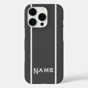 Personalise Grey+ Stripes  iPhone 16 Pro Case