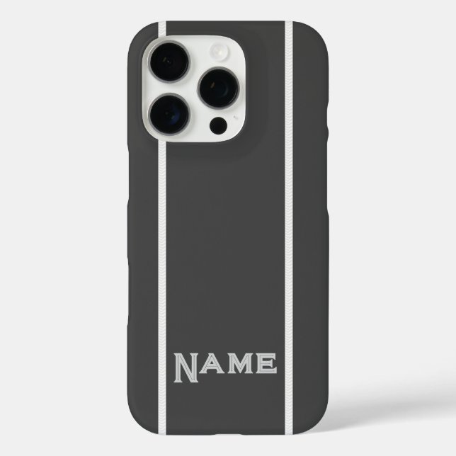 Personalise Grey+ Stripes  Case-Mate iPhone Case (Back)
