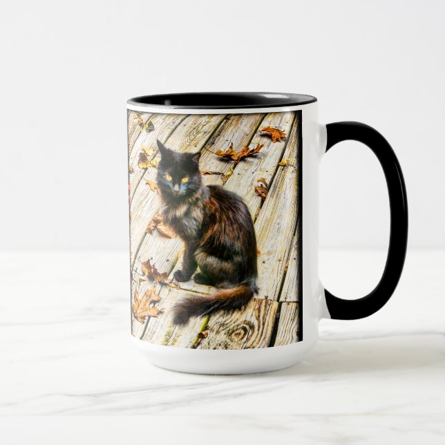 Personalise: Halloween Black Cat Photograph Mug (Right)