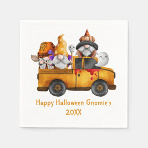 Personalise Halloween Gnomes Orange Truck Napkin
