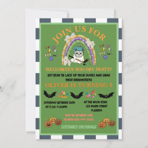 Personalise halloween hockey-themed kids' birthday invitation