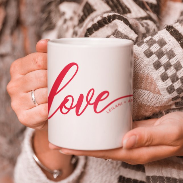Personalise Hand-Lettered Love Red Coffee Mug (Creator Uploaded)
