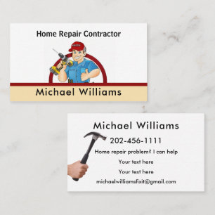 Personalise Handyman Home Repair Easy Read Business Card