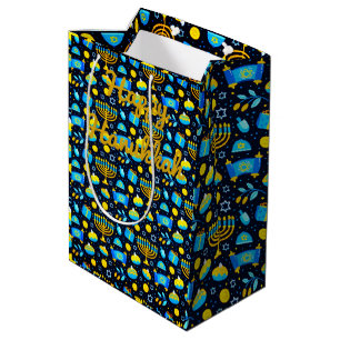 Personalise HANUKKAH Blue Gold Gift Bag