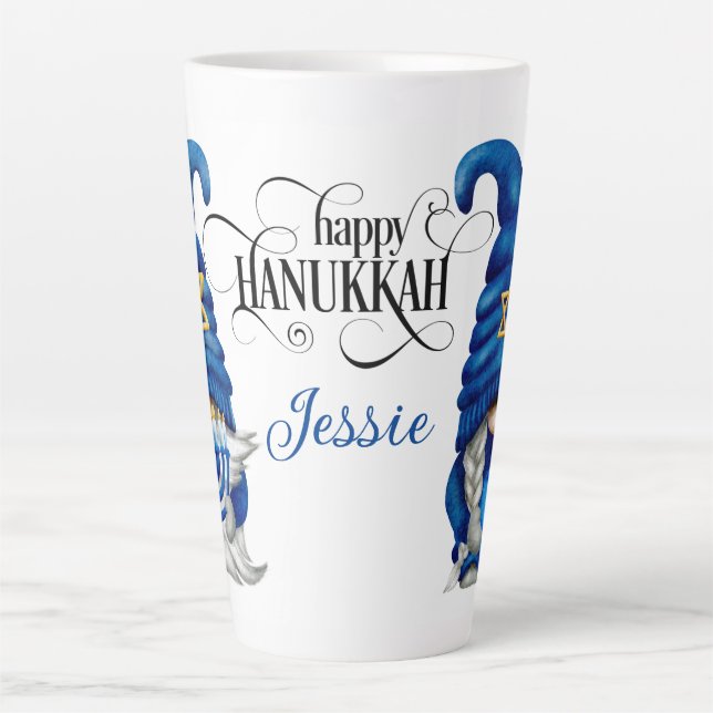 Personalise Hanukkah Gnomes Latte Mug (Front)