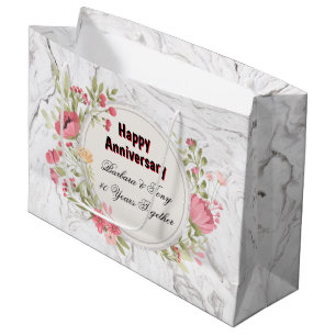 Personalise Happy Anniversary Large Gift Bag