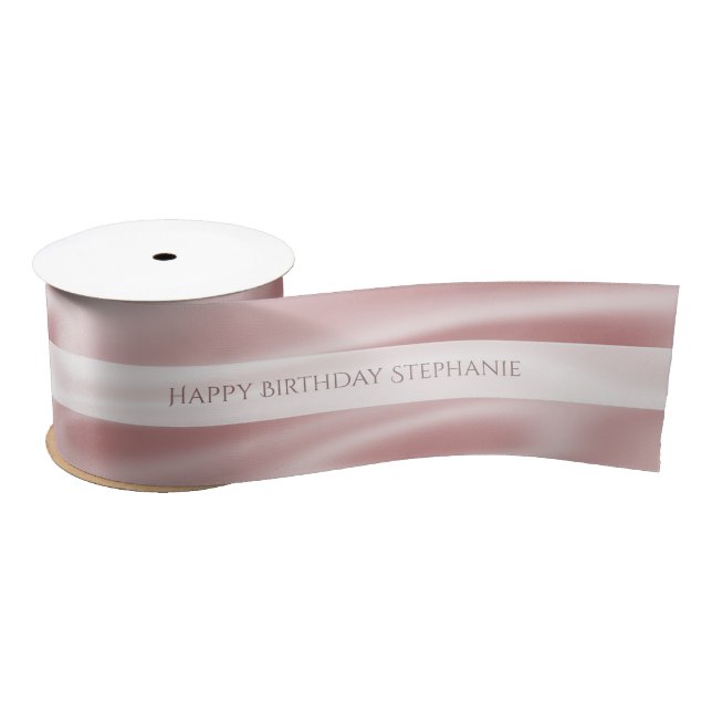 Personalise "Happy Birthday" Faux Girly Pink Satin Satin Ribbon (Spool)