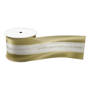 Personalise "Happy Birthday" Faux Gold Satin Ribbon